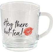 Clayre & Eef Theeglas  200 ml Glas Lippen Hey there hot tea! Theemok