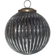 Clayre & Eef Kerstbal  Ø 10 cm Zwart Zilverkleurig Glas Metaal Kerstde...