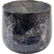 Clayre & Eef Theelichthouder  Ø 13x12 cm Grijs Glas Rond Waxinelichtho...