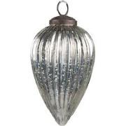 Clayre & Eef Kerstbal  Ø 6 cm Zilverkleurig Glas Kerstdecoratie