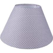 Clayre & Eef Lampenkap  Ø 23x15 cm Grijs Wit Katoen Synthetisch Stippe...