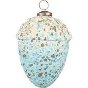 Clayre & Eef Kerstbal Eikel Ø 9 cm Turquoise Beige Glas Metaal Kerstde...