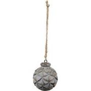 Clayre & Eef Hanger  Ø 8 cm Grijs Bruin Hout Woondecoratie