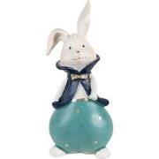 Clayre & Eef Beeld Konijn 9x8x21 cm Turquoise Polyresin Woonaccessoire...