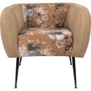 Clayre & Eef Fauteuil met Armleuning  75x71x71 cm Geel Groen Hout Text...
