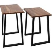 Clayre & Eef Bijzettafel Set van 2  50x30x50 Bruin Hout Ijzer Rechthoe...