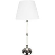 Clayre & Eef Tafellamp  Ø 18x44 cm  Wit Zilverkleurig Ijzer Textiel Bu...