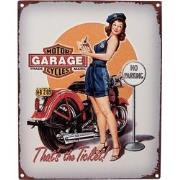 Clayre & Eef Tekstbord  20x25 cm Grijs Ijzer Motor Motor Cycles Garage...