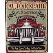Clayre & Eef Tekstbord  20x25 cm Groen Rood Ijzer Auto Auto repair We ...