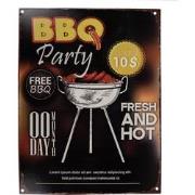 Clayre & Eef Tekstbord  25x33 cm Zwart Geel Ijzer BBQ Party Wandbord