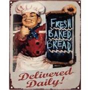 Clayre & Eef Tekstbord  20x25 cm Beige Ijzer Bakker Fresh baked bread ...