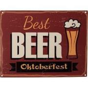 Clayre & Eef Tekstbord  33x25 cm Rood Ijzer Best Beer Oktoberfest Wand...