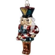 Clayre & Eef Kersthanger Notenkraker 15 cm Blauw Glas Kerstboomversier...