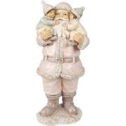 Clayre & Eef Beeld Kerstman 10x8x21 cm Roze Polyresin Kerstdecoratie