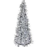 Clayre & Eef Kerstdecoratie Kerstbomen Ø 18x46 cm Zilverkleurig Kunsts...