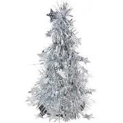 Clayre & Eef Kerstdecoratie Kerstboom Ø 12x25 cm Zilverkleurig Kunstst...