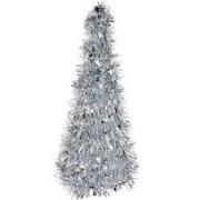 Clayre & Eef Kerstdecoratie Kerstboom Ø 16x38 cm Zilverkleurig Kunstst...