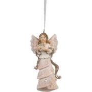 Clayre & Eef Kersthanger Engel 4x3x10 cm Roze Kunststof Kerstboomversi...