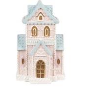 Clayre & Eef Gingerbread house met LED 10x8x16 cm Roze Kunststof