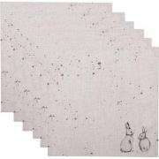 Clayre & Eef Servetten Katoen Set van 6 40x40 cm Beige Grijs Vierkant ...