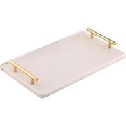 Marble Tray - Serveer Dienblad - Wit Marmer - Goud - L30 x B20 cm x H4...