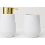 Badkamer set Nude - Zeeppompje & Beker - Wit/Goud