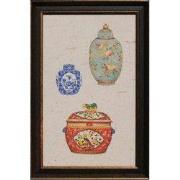 Fine Asianliving Chinees Schilderij met Lijst Chinese Porselein Potten