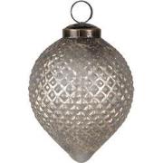 Clayre & Eef Kerstbal Ø 8x10 cm Grijs Goudkleurig Glas Kerstboomversie...