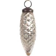Clayre & Eef Kerstbal Ø 4x10 cm Zilverkleurig Glas Kerstboomversiering