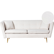 Beliani FREDERICA - Driezitsbank-Wit-Bouclé