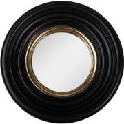 Clayre & Eef Spiegel  Ø 25 cm Zwart Kunststof Glas Rond Wandspiegel