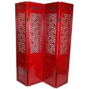Fine Asianliving Chinese Kamerscherm 4 Panels Handgesneden Rood