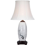 Fine Asianliving Chinese Tafellamp Porselein Witte Bloesemtakken