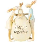 Clayre & Eef Beeld Konijn 17 cm Groen Geel Polyresin Happy together Wo...