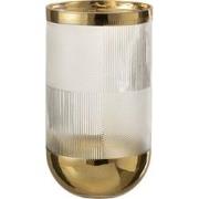 J-Line - Vaas Cylinder Motief Glas Transparant/goud Large - 15x15x26cm