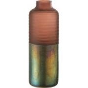 J-Line - Vaas Mat/blinkend Glas Roze Large - 19x19x42cm