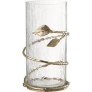 J-Line - Vaas Blad Kort Glas/ijzer Transparant/goud - 12.5x12.5x25cm