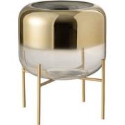 J-Line - Vaas Oceanne Glas Goud/transparant Small - 23x23x23cm