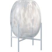 J-Line - Vaas Op Voet Stip Glas Transparant/wit Small - 15x15x23cm