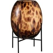 J-Line - Vaas Op Voet Spikkel Glas Transparant/bruin Large - 25x25x38c...
