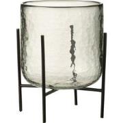 J-Line - Windlicht Staand Glas/ijzer Transparant Large - 17x17x23cm