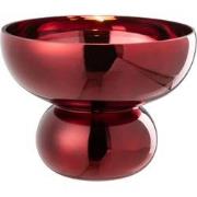 J-Line - Windlicht Op Voet Afgerond Glas Donkerrood - 23x23x17.5cm
