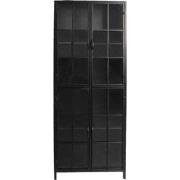 Clayre & Eef Vitrinekast  60x43x171 cm Zwart Metaal Glas Rechthoek Boe...