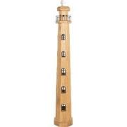 Clayre & Eef Vloerlamp Vuurtoren 23x23x140 cm  Bruin Hout Rechthoek St...