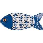 Clayre & Eef Onderzetters Pannen Vis 12x30 cm Blauw Keramiek