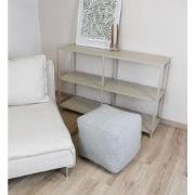 Vierkante Poef van stof - Handgemaakt - Grijs - Gemaakt uit Wol en Kat...