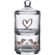 Clayre & Eef Voorraadpot Deksel  Ø 10x21 cm Glas Rond Teckel Voorraadb...