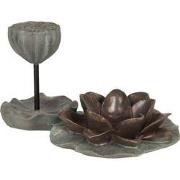 Clayre & Eef Theelichthouder Bloem 26x17x14 cm Grijs Bruin Kunststof W...