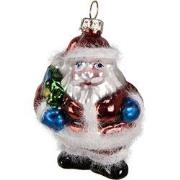 Clayre & Eef Kersthanger Kerstman 8 cm Rood Glas Kerstboomversiering