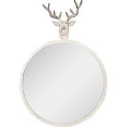 Clayre & Eef Spiegel 48x10x67 cm Wit Metaal Glas Rond Hert Wandspiegel